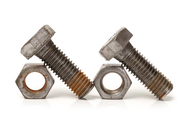 Bolt and nut isolated on white background — Stock Photo, Image