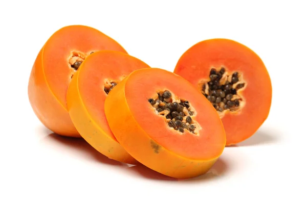 Papaya fruit sliced isolated on a white background — Stock Photo, Image