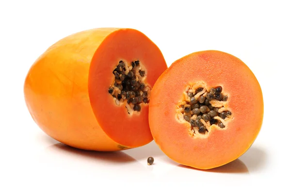 Papaya fruit sliced isolated on a white background — Stock Photo, Image