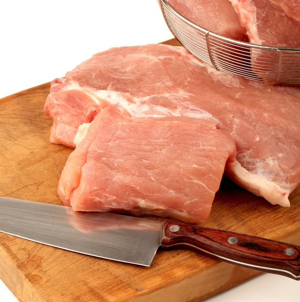 Fresh raw pork on white background — Stock Photo, Image