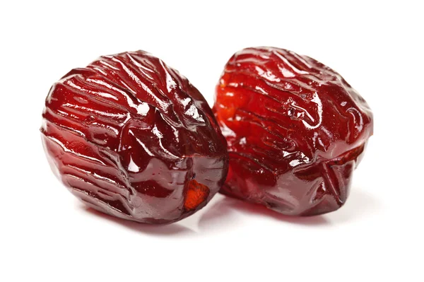 Sugar preserved red date on white background — Stock Photo, Image