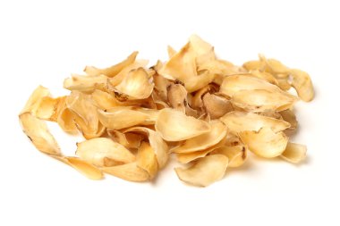 kurutulmuş zambak soğanı, beyaz zemin üzerine geleneksel Çin Bitkisel Tıp