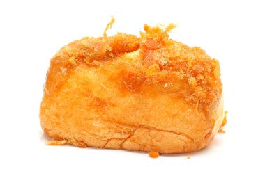 beyaz zemin üzerinde doğal lezzetli kahvaltı ekmek