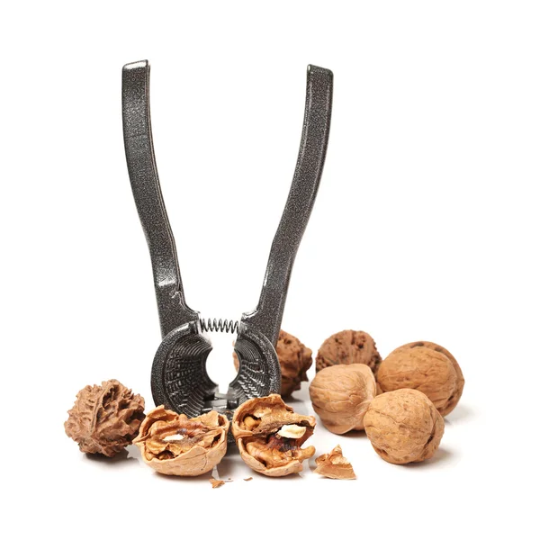 Louskáček s ořech zavřít část izolovaných na bílém pozadí — Stock fotografie