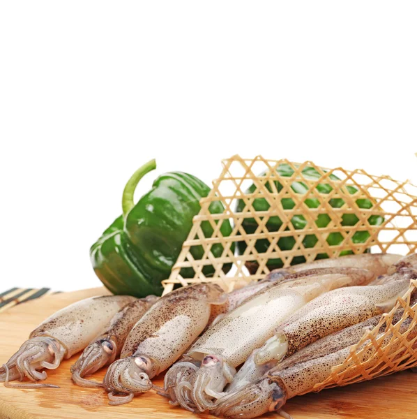 Freshly caught squid on white background — Stock Photo, Image