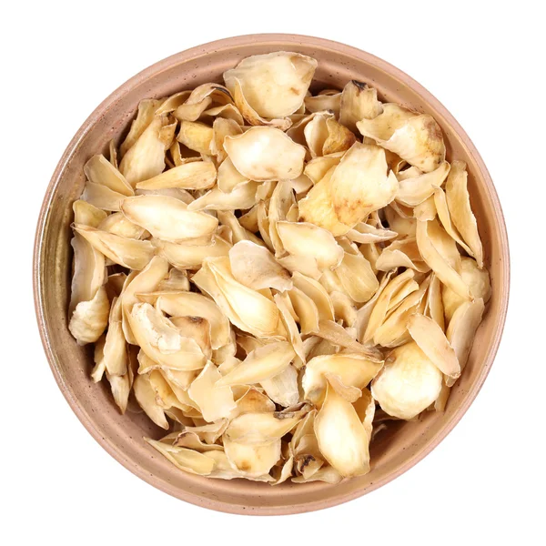 Dried lily bulbs, traditional chinese herbal medicine on white background — Stock Photo, Image