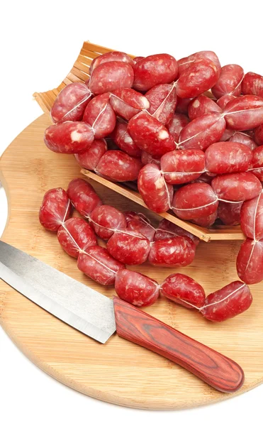 Mini sausages isolated on white background — Stock Photo, Image