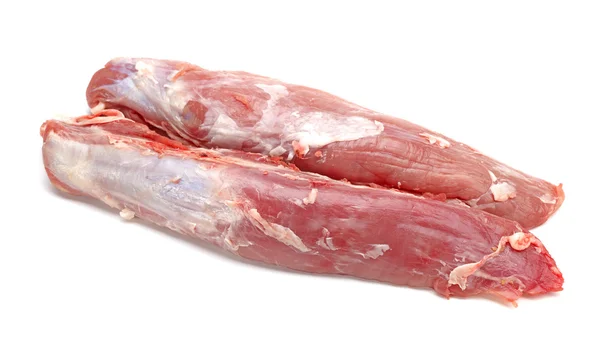 Frisches rohes Schweinefleisch auf weißem Hintergrund — Stockfoto