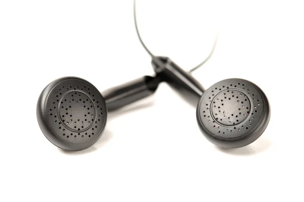 Černá sluchátka do uší, izolované na bílém — Stock fotografie