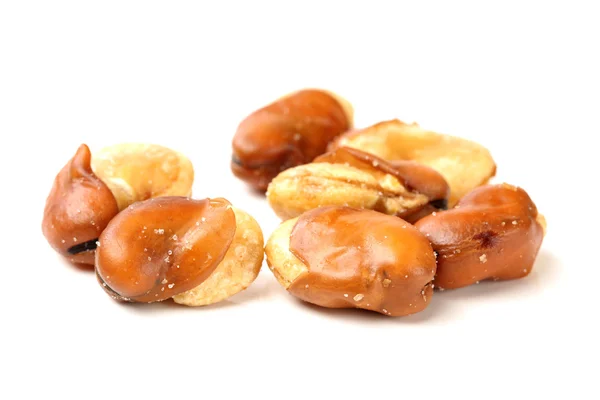 Chutné mandle, ořechy, izolované na bílém — Stock fotografie