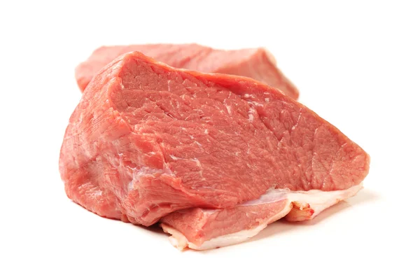 Carne de cerdo cruda aislada sobre fondo blanco — Foto de Stock