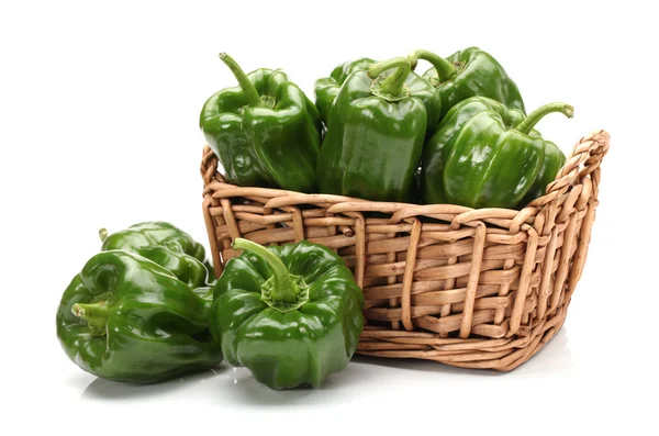 Fresh green bell pepper (capsicum) on a white background — Stock Photo, Image