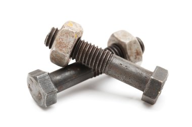 cıvata ve somun tatlı beyaz zemin üzerine