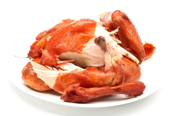Stekt kyckling på vit bakgrund — Stockfoto