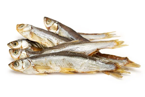 Poissons séchés isolés sur fond blanc — Photo