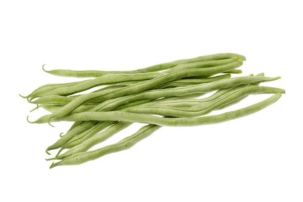 Haricots verts sur fond blanc — Photo