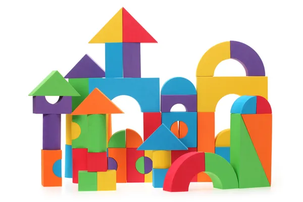 The toy castle from color blocks isolated on a white background — Stock Photo, Image