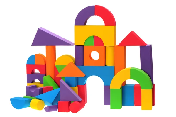 Leksak slottet från färgblock isolerad på en vit bakgrund — Stockfoto