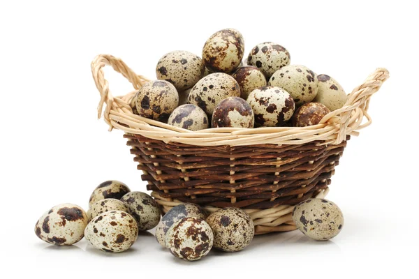 Quail eggs in a nest of hay close-up — Stock Photo, Image