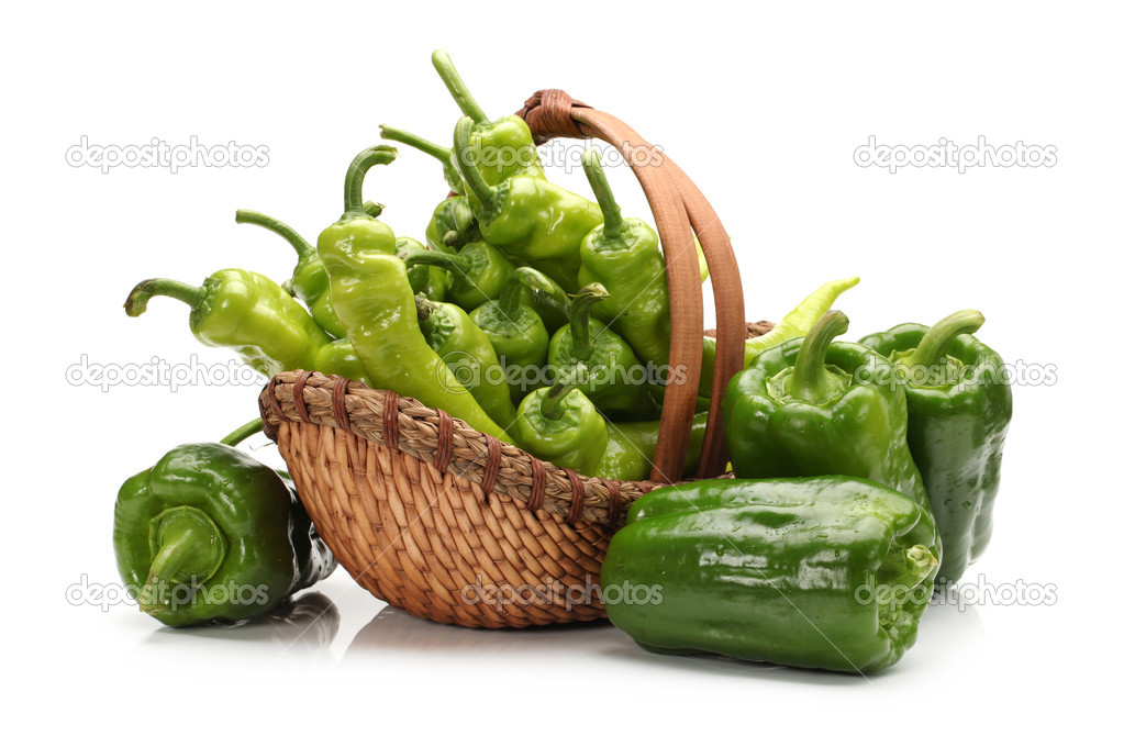 Green pepper on white background close up shoot