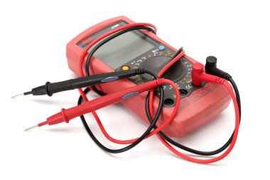 Beyaz arka plan üzerinde izole multimetre, test cihazı