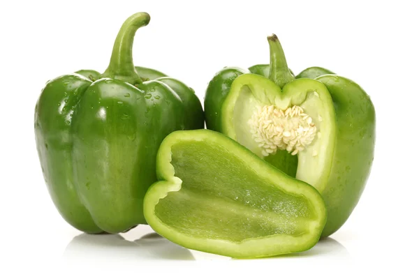 Green pepper on white background close up shoot — Stock Photo, Image