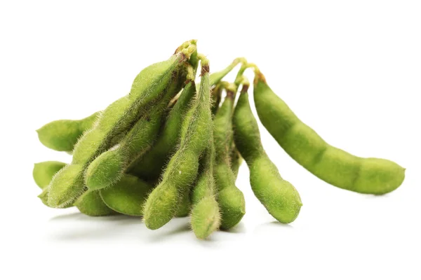 Green soy bean on white background — Stock Photo, Image