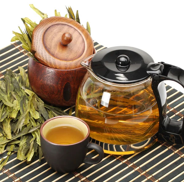 Chinese green tea isolated on white background — Stock Photo, Image