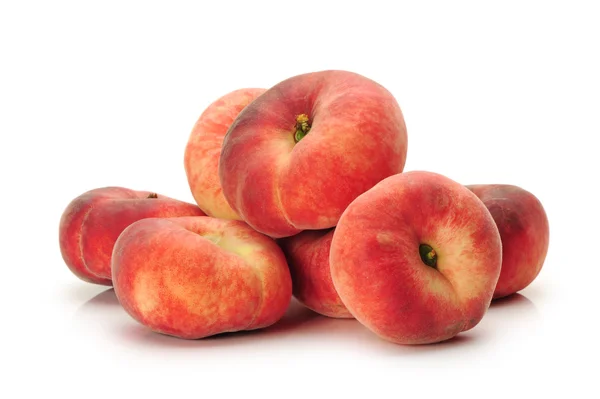 Chinese flat peaches on white background — Stock Photo, Image