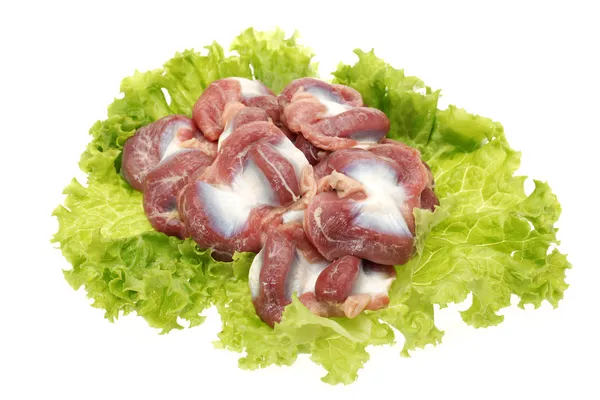 Raw Chicken gizzards on white background — Stock Photo, Image
