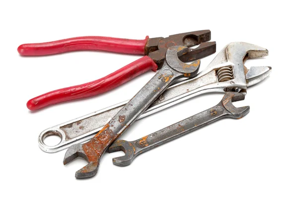 Uppsättning av smutsiga gamla handverktyg — Stockfoto