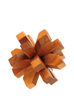 Beyaz arka plan üzerinde ahşap puzzle