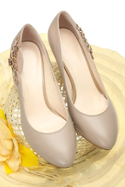 Elegant high heel women shoe on the white — Stock Photo, Image