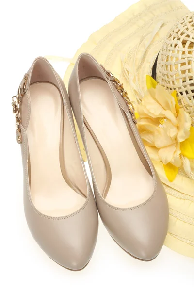 Elegancki, wysoki obcas buty kobiet na białej — Zdjęcie stockowe