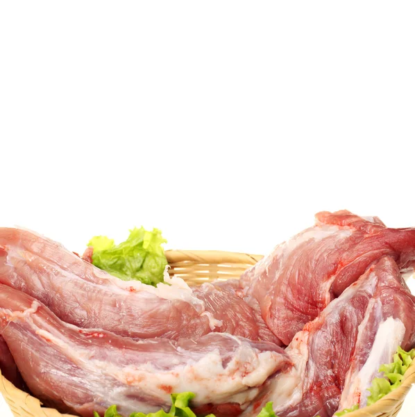 Fresh meat and Vegetables on white background — Stock Photo, Image