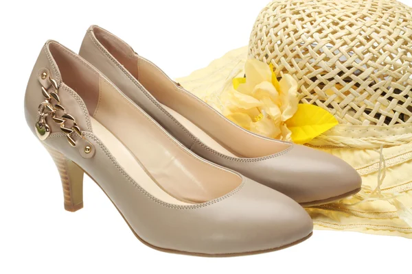 सफेद पर सुंदर हाई हील महिलाओं जूता — स्टॉक फ़ोटो, इमेज