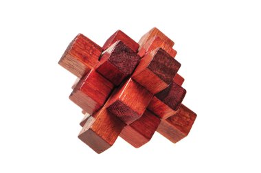 Beyaz arka plan üzerinde ahşap puzzle