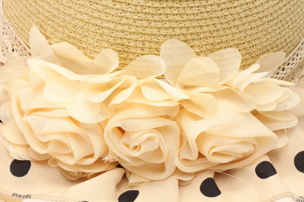 흰색 배경에 고립 된 리본 밀 짚 모자 — 스톡 사진