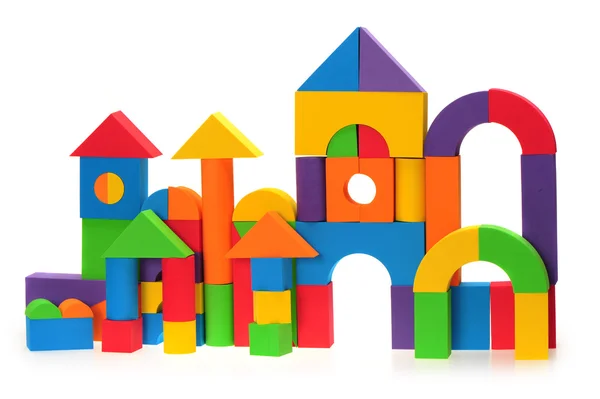 The toy castle from color blocks isolated on a white background — Stock Photo, Image