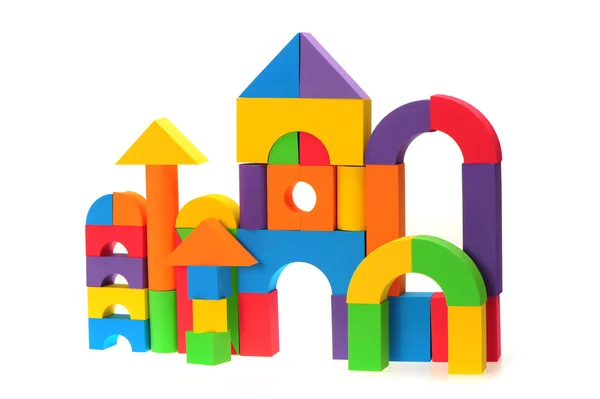 The toy castle from color blocks isolated on a white background — Stock Photo, Image