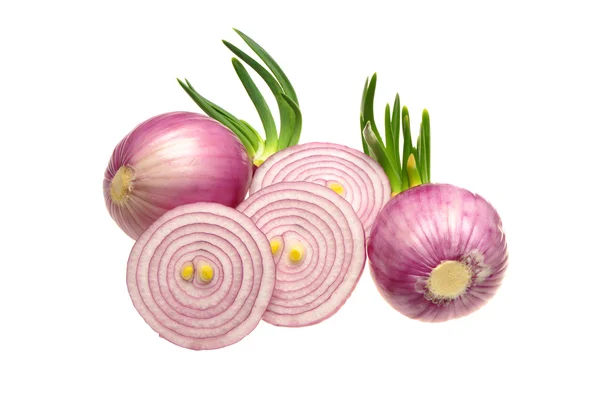 Onions and sliced onions on a white background — Stock Photo, Image