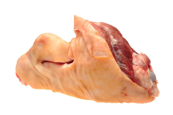 Carne di maiale cruda (gamba) isolata su sfondo bianco — Foto Stock