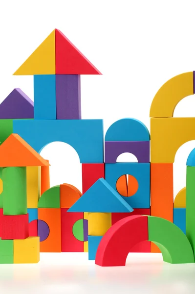 The toy castle from color blocks isolated on a white background — Stock Photo, Image