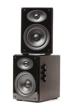 arka plan beyaz arka plan üzerinde küre ile siyah hoparlör