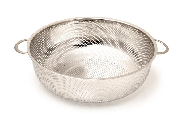 Stainless steel mesh basin on white background — Stock Photo, Image