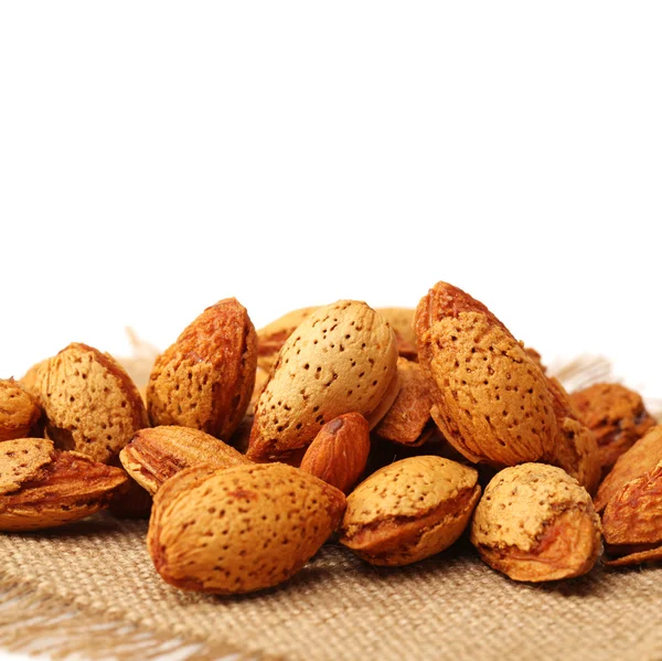 Almonds nuts on white background — Stock Photo, Image