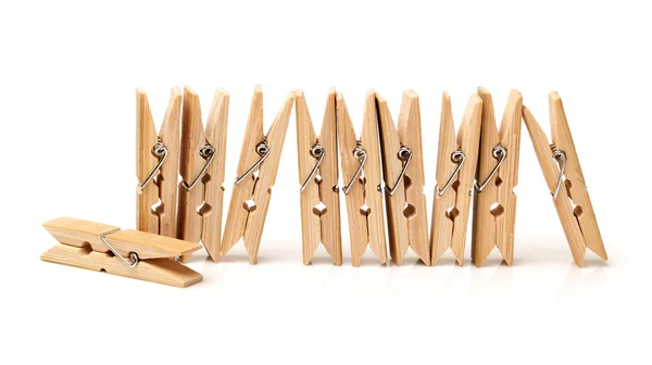 Closeup image of little colorful office clothespins isolated on a white background — Stock Photo, Image