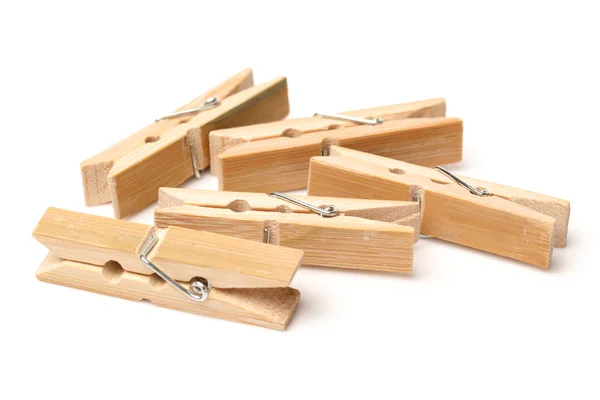Closeup image of little colorful office clothespins isolated on a white background — Stock Photo, Image