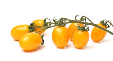 Beyaz arka planda kiraz domatesleri