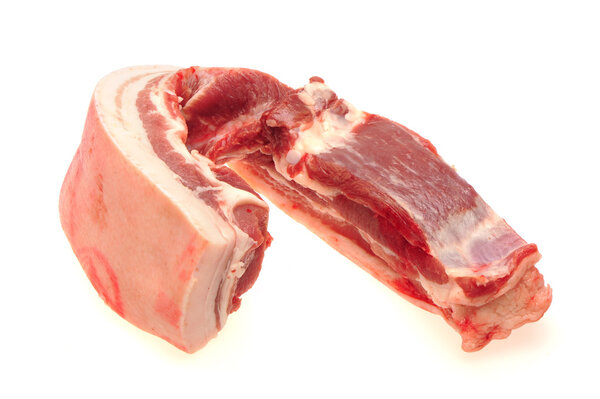Raw pork meat isolated on white background